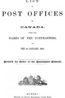 List of Post Offices in Canada 1864 by Postmaster General of Canada